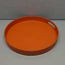 Round Orange Decorative Serving Tray with Handles, 13 Versatile Ottoman Tray for Coffee Table, Entertaining, Outdoor Patio, Living Room
