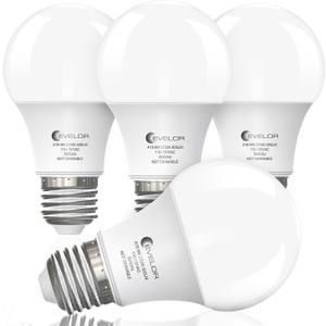 2 x evelor A19 LED Light Bulbs,60 Watt Equivalent Soft White 2700K with E26 Base,Efficient 9W,800 Lumens Non-Dimmable Warm White LED Bulbs,15000 Hours, Ideal for Bedroom Living Room 4-Pack