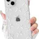 NITITOP Compatible with iPhone 13 Mini Case Clear Cute Bow Knot Design for Women Girls Stylish Bowknot Durable Soft TPU Slim Protection Phone Cover - White Little Bow