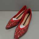 Flats Shoes Women Rhinestone Pointed Head Ballet Flats Comfortable Soft Memory Foam Insole Flat Shoes for Women Comfortable Dress Shoes Red Size 8.5-9