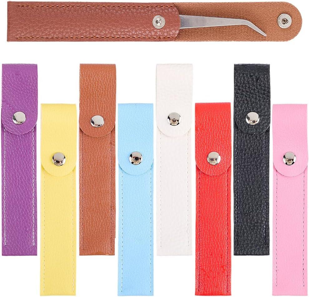 9 Colors PU Leather Empty Tweezers Pouch Cover Holder Bag Beauty Single Eyelash Tweezer Leather Protector Carry Bag Sleeve Pouch Travel Case for Portable Makeup Organizer