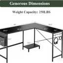 L Shaped Desk, 50 Inch Reversible Computer Desk with CPU Stand, 43" W x 50" L x 29" H