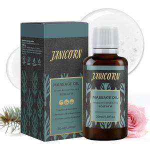 Forest Rose Aromatherapy Massage Oil Essential Oil Blend with Jojoba & Sweet Almond Oils, Lightweight Texture for Skin & Body Massage, Clean Woody-Floral Aroma, 1 fl oz / 30 ml