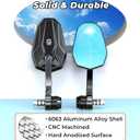 VAZESWIN Aluminum Alloy Rainproof Foldable Motorcycle Bar End Mirrors, CNC Machined Anti-Glare Blue Lenses Motorcycle Rear View Mirrors, Multi-Angle Adjustable Fit for 12-18mm Handlebar Inner Diameter