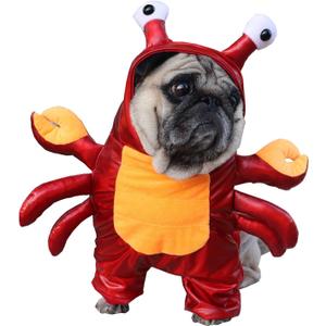 BAMY Halloween Dog Crab Costume Winter Pet Hoodie Funny Bulldog Apparel Cat Suit Puupy Clothes for Small Medium Dogs (XS (Chest Circumference 12.6")