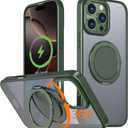 IYH 360 Rotatable Magnetic Case for iPhone 16 Pro, Military-Grade Shockproof Phone Cover with Matte Translucent Back(Green)