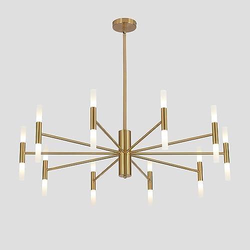 KCO Lighting Mid Century Modern Chandelier Brass Gold Chandelier Light Fixture Vintage Bedroom Chandelier Sputnik Flush Mount Ceiling Light Large Chandeliers for High Ceilings