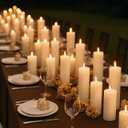 Veiuwa 36 Pack White Pillar Candles Bulk Set, 2x3 2x6 2x8 Inch  12 Each Size, Dripless Smokeless Clean Burning for Wedding Centerpieces, Home Decor, Church, Romantic Ambiance！
