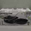 Granitestone Nonstick Fry Pan Set 9.5inch Deep Square Frying Pan Frying Basket Steamer Glass Lid 5 Pcs