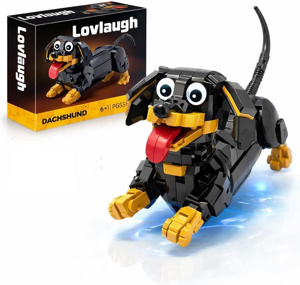 Dachshund Dog Building Blocks Set 889PCS  Movable Ears, Legs & Wagging Tail | Realistic Collectible Model | Creative STEM Toy for Adults & Kids