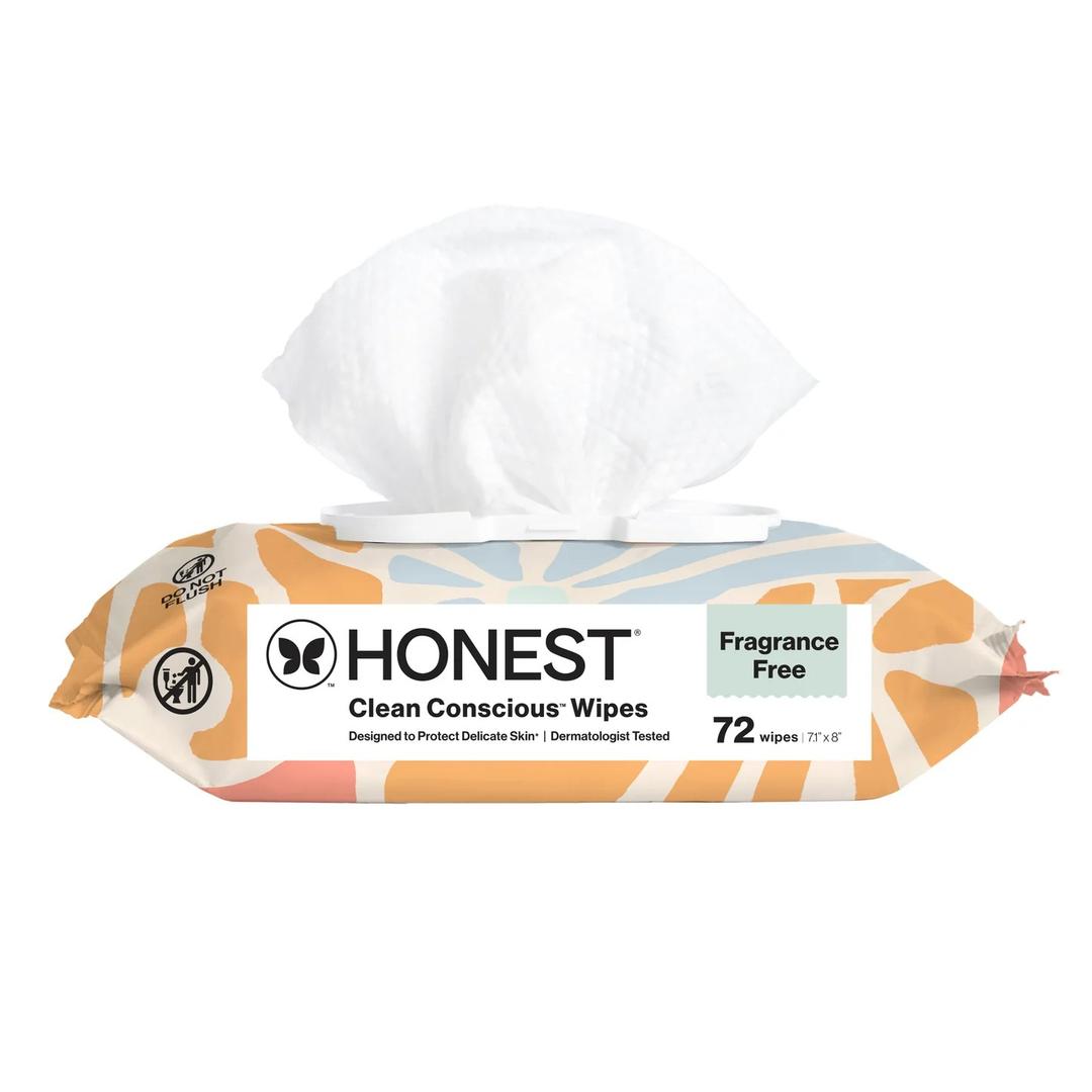 The Honest Company Hypoallergenic Multi-Use Baby Wipes for Sensitive Skin, Sunburst, 72 Count