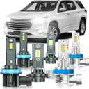 Compatible with Chevrolet Chevy Traverse 2013-2018 Fog Bulbs, High&Low Beam Fog Light Bulbs Combo, 800% Super Bright 6000K Cool White, Plug and Play, Pack of 6