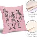 Halloween Skull Pillow Covers 18X18 In Set of 2 Cute Funny Skeleton Decorative Pillow Cases Vintage Pink Pillow Covers Cotton Linen Cushion Case Autumn Home Decor For Couch Sofa Patio Porch Outdoor