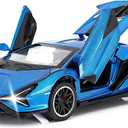 SASBSC Toy Cars for Kids Ages 3-12 Diecast Metal Model Car with Light and Sound Pull Back Car Toys for Boys Age 3 + Year Old (Blue), 6.3 * 2.7 * 1.6 Inches