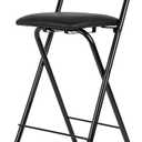 Gluck Plants Folding Stool,24 Inch Foldable Portable Collapsible Height Bar Stool Chair,Adult Tall Leather Padded Chair for Kitchen Living Room Garden Camping Fishing