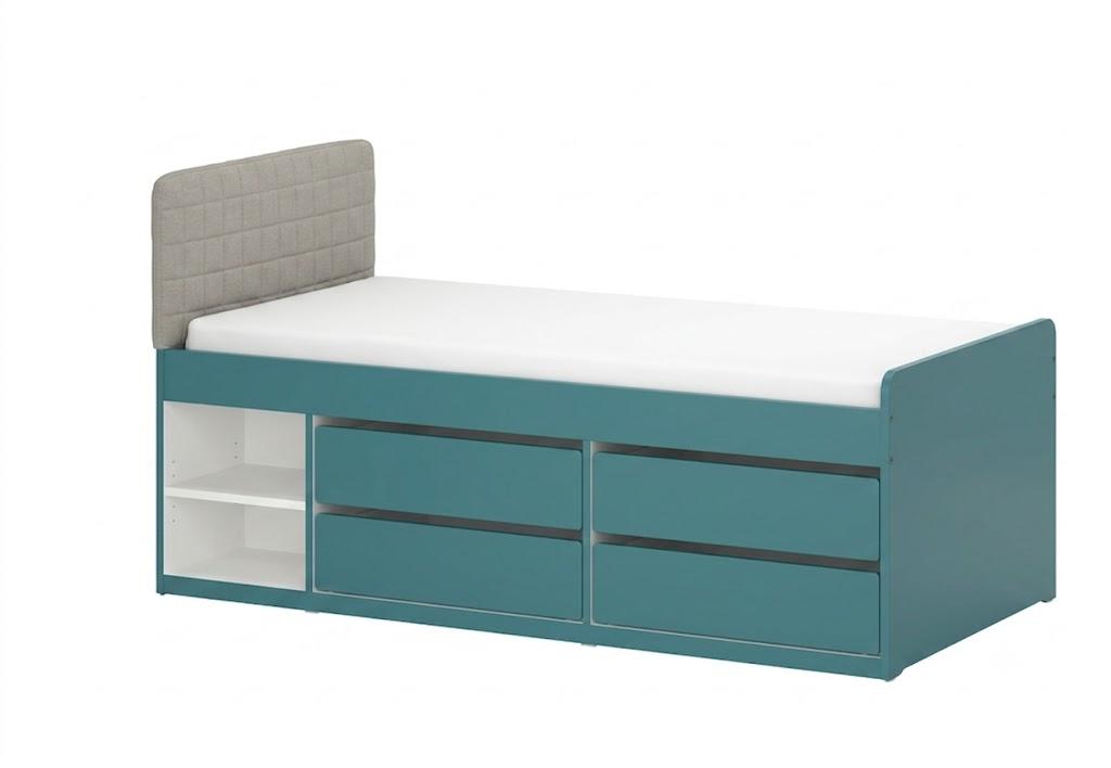 SLÄKT Bed Frame with Storage, Green, Twin