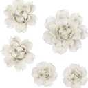 LIUCOGXI 5 Pcs Ceramic Flower Wall Decor Handcrafted 3D Hanging Porcelain Flowers Wall Art Ceramic Peony White Sculpture for Girls Room Hallway Farmhouse Home Decor