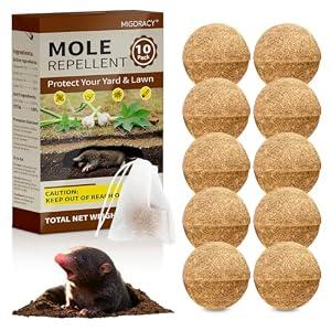 Mole & Gopher Repellent Balls for Yard, 10 Packs Plant-Based Outdoor Scent Barrier, Safe Around Kids & Pets, Long-Lasting Yard