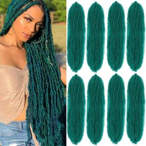 Springy Afro Twist Hair 8 Packs Marley Twist Braiding Hair Pre Separated Spring Twist Hair for Faux Locs Crochet Hair Kinky Twist for Braiding Synthetic Hair Extensions (green#, 24inch(Pack of 8)