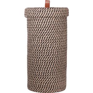 Toilet Paper Holder, Boho Decor Toilet Paper Storage Stand for Bathroom,Cotton Handmade Woven Paper Basket for Mega Roll,3 Rolls of Toilet Tissue Storage (Black)