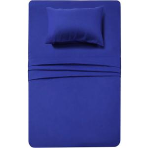 Best Season 3 Piece Bed Sheet Set (Twin,Royal Blue) 1 Flat Sheet,1 Fitted Sheet and 1 Pillow Cases,Super Soft Brushed Microfiber 1800 Luxury Bedding,Deep Pockets &Wrinkle,Fade Resistant