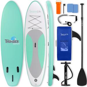 SereneLife 10'6" Inflatable Stand Up Paddle Board with Premium SUP Accessories - Wide Stable Design with Non-Slip EVA Deck Pad, for Youth and Adults, 350 lbs. Capacity