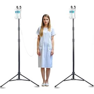 TidyFriend IV Kit, 2 Pack Lightweight Portable IV Poles for Travel, Collapsible Stand with Hook, Lanyard Rack for Tables, or Keychains