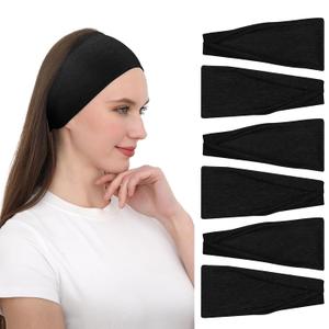 RITOPER Black Workout Head Bands for Women's Hair, Buttery Soft Non Slip Wide Thick Headbands, Solid Headband Hair Bands for Yoga, Running, Spa Day, Sports, Travel, Fashion