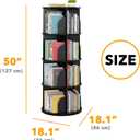 SpaceAid 4 Tier Rotating Bookshelf Tower, Spinning Bookcase Lazy Susan, Revolving 360 Book Shelf Storage Round Carousel, Vertical Rotate Turning Spiral Corner Organizer, Black