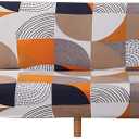 MIFXIN Stretch Futon Cover Armless Sofa Slipcover Elastic Spandex Folding Sofa Bed Couch Cover Printed Washable Furniture Protector for Sofa Without Armrest (Orange Geometry)