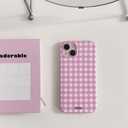 Phone Case for iPhone 15 Pro Max Case Cute Lattice Stylish Aesthetic Pattern Girly Women Design Glossy Shockproof Protective Cover for iPhone 15 Pro Max-Pink