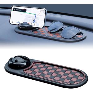 Universal Anti-Slip Car Dashboard Mat with 360 Rotating Phone Holder  Multi-Functional Organizer Pad for Phones, Sunglasses, Keys, and Daily Essentials (Brown Black)