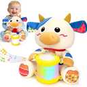 Hodurgyi Baby Toys 6-12 Months, Cow Musical Plush with Lights, ABCs, Animal Sounds, Numbers, Infant Early Learning Toy,Christmas Birthday Gifts for 6+ Month Boys &Girls