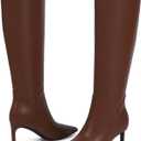 Women Knee High Boots Pointed Toe Kitten Heel Tall Boots for Women Side Zipper Fall Knee High Boots (7.5)