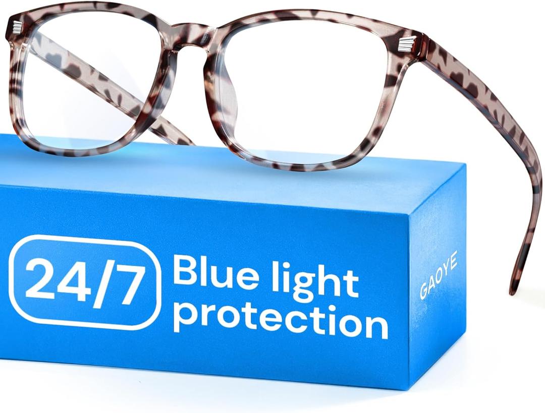 Gaoye Leopard Blue Light Glasses for Computer & Gaming - Anti UV Ray Lenses, Scratch-Resistant & Comfort Fit (Medium)