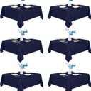 Fitable 6 Pack Square Tablecloths - 70 x 70 Inches - Stain Resistant and Reusable Table Clothes, Navy Polyester Fabric Table Covers for Dining, Card Tables, Coffee Tables