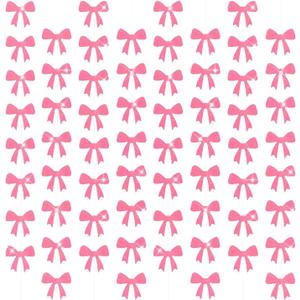 3 x 8 Pieces Pink Bow Birthday Party Decorations, Pink Coquette Birthday Decorations, Cute Bow Themed Baby Shower Decor, Bridal Shower Bow Hanging Backdrop Banner Girls Women Bachelorette Party Supplies