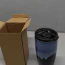 Bosmarlin Ceramic Travel Coffee Cup with Lid, 21 oz, Portable Coffee Mug for Car Cup Holder, Microwave Safe, Reactive Glaze (Blue)