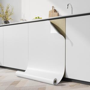 practicalWs 15.7 inch x118 inch White Contatc Paper Self-Adhesive Removable Wallpaper Easy to Apply Peel and Stick Wallpaper Kitchen Countertop Cabinet Reform Decor Wall Paper