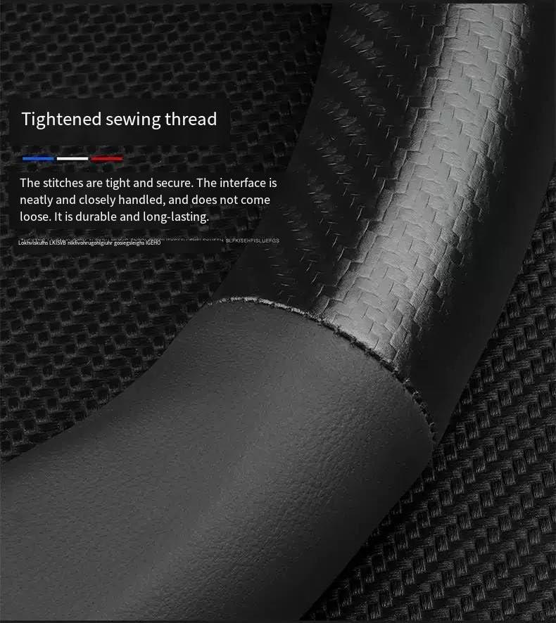 New Fit Be Leather Steering Wheel Cover,Stylish Nappa Leather Carbon Fiber Texture Protector,Non-Slip,Universal 15inch Compatible with Mercedes Benz Accessories (Old -Black)