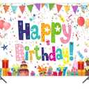 9x6ft Happy Birthday Backdrop Banner Colorful Party for Boys Girls Birthday Decorations Balloon Wall Posters Background Cake Tablecloth Photo Props Supplies BJOKAT0026
