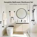 Bathroom Accessories Towel Bar Set: 10 Pieces Matte Black Bathroom Hardware Square SUS304 Stainless Steel - Wall Mounted Towel Rack&Toilet Paper Holder&Towel Ring and Towel Hook