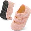 FEETCITY Toddler House Slippers - Boys & Girls Winter Kids Indoor Home Shoes - Warm Socks (4.5-5.5 Infant, Pink)