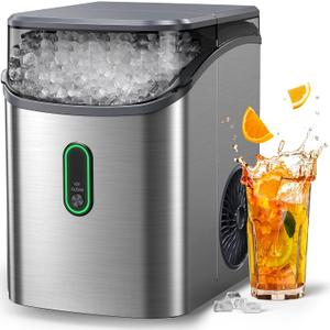 Silonn Nugget Ice Maker Countertop, Pebble Ice Maker with Soft Chewable Ice, One-Click Operation Ice Machine with Self-Cleaning, 33lbs/24H for Home,Kitchen,Office (Stainless Steel)