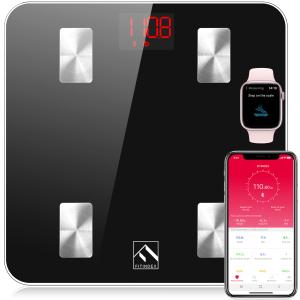 FITINDEX Scale with BMI, Body Fat, Muscle Mass, Smart Scale for Body Weight, Bluetooth, Digital, Sync with App, User Health Equipment (4 Electrode)