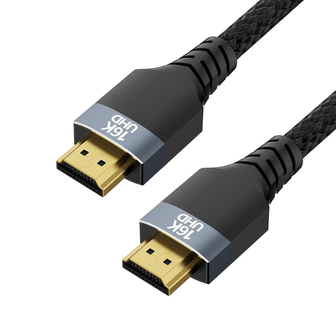 96Gbps HDMI 2.2 Cable 3FT,16K@60Hz,8K@120Hz,4K@240/480Hz,Ultra High Speed Braided Gold-Plated,Supports HDR10+,eARC,DTS:X,HDCP 2.1,Compatible with PS5,PS4,Xbox,Gaming PC,Monitor,Projector
