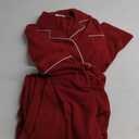 Ekouaer Women's Fleece Pajama Sets Long Sleeve Button Down Two-piece Sleepwear Soft Lounge Set (Small, Maroon Red)