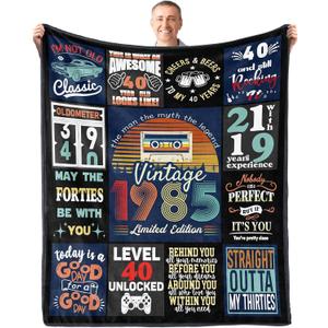 Kesidilo 40th Birthday Gifts for Him, 1985 Birthday Blanket, 40th Birthday Gifts for Men Funny, Mens 40th Birthday Gift Ideas, 40 Year Old Gifts for Men