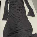 Women's 2026 Fall Long Sleeve Maxi Dress Off Shoulder Mesh Ruched Bodycon Trendy Long Wedding Guest Dresses, M Black