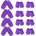 24 Pieces 80s Neon Sweatbands Set, Include 8 Sports Headbands and 16 Sweat Wristbands Elastic Athletic Tennis Sweat Bands Bulk for Man Woman(Purple)